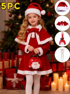 Childrens Christmas Costumes Costume Set for Santa Girls Classic Red Fashion Costumes Baby  Dress