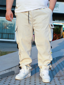 กางเกงขายาวทรงหลวมลำลองสำหรับฤดูร้อนสำหรับผู้ชาย กางเกงขายาวทรงแฮร์รี่สไตล์ทำงาน กางเกงขายาวทรงหลวมขนาดใหญ่