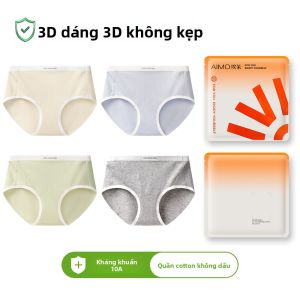 Quần lót tam giác AIMO cho nữ vải cotton 100% kiểu cạp vừa không bó kháng khuẩn