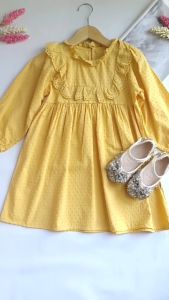 1T-5T Dress Casual Anak Perempuan Uragiri Kuning Style Korea Lengan Panjang