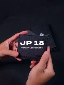 JFR Dompet Pria Bahan Kanvas JP18 Dompet Bifold Warna Hitam Dompet Casual Dengan Slot Kartu Dompet Pria Model Horizontal - Lazada