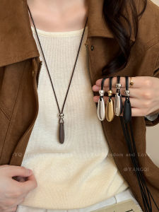 Minimalist Waterdrop Pendant Necklace Womens Long Sweater Chain Fashionable Elegant Design New 2025 Single Layer Black Jewelry