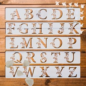 5pcs Leaf-Wrapped Letter Painting Templates | Reusable Washable Sprayable Ideal for Handicrafts Slim Cutting Decorations