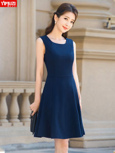 YIMUZI | Blue Chiffon Thin Dress Summer Office Elegant Fashion
