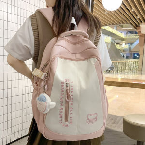 Large Capacity Dual Shoulder Bag for Girls Laptop Backpack High Aesthetic Value Color Splicing School Bag University Student INS Style