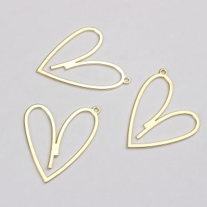 35mm 6pcs/lot Zinc Alloy Matte  Flat Hollow Heart Charms Pendant For DIY Jewelry Making Finding Accessories