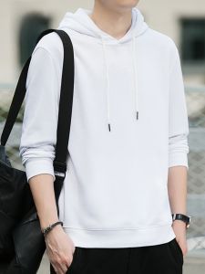 ROMON | Lomond Mens Hoodie Sweatshirt Spring Autumn New Thickened Versatile White Pure Cotton Casual Sports Jacket Trendy