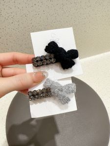 Sweet Knitted Hair Clip Diamond Butterfly Bow Lipstick Clamp Girls Hair Card Side Hair Clip Fresh out Korean Style Fashion Accessory
