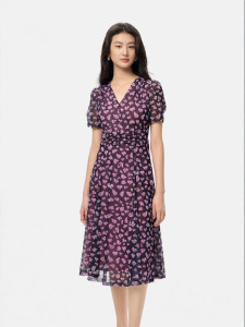 Koradior | Elegant Floral Tea Dress Sleeveless V-Neck