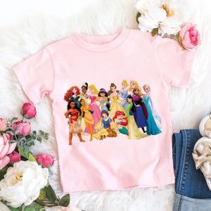 Hasbro | Girls Summer T-shirt Disney Princess Mermaid Cartoon Short Sleeve Top Cute Girl Personalized Printed Pure Cotton Top
