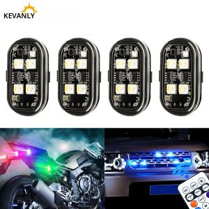 2/4 ชิ้นไร้สายรถ Ambient Light เปลี่ยนสีรถตกแต่งภายในพร้อมรีโมทคอนโทรลชาร์จรถ LED Strobe Light