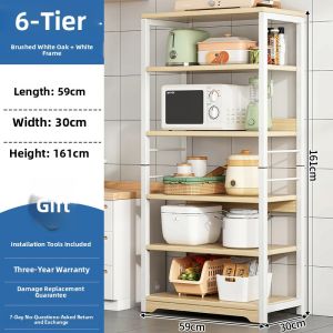 Kitchen Multi-layer Stand-Mounted Microwave Oven Rack Storage Organizer Metal Material Rust-proof for Home Use