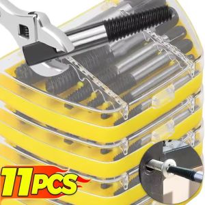 บิตเจาะระบายที่หัวถอดน็อตเกลียวเสียหายใช้งานไม่ได้11ชิ้นเหล็กทนทานง่ายต่อการถอดอุปกรณ์กำจัดงานอุปกรณ์สำหรับตัดและสกรูเครื่องจักร