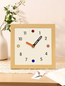 Dopamine Boosting Desktop Clock Fashionable Home Decor Wooden Material Silent Battery Powered Creative Style round Shape Clock