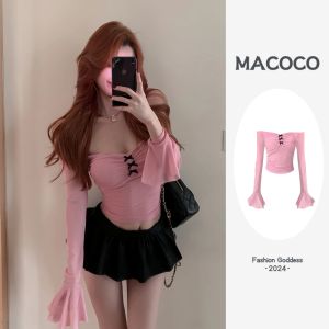 Unique Beautiful Womens Long Sleeve One Shoulder Mesh Base Shirt Inner Wear T-Shirt Stylish Commute Korean Version Slim Fit