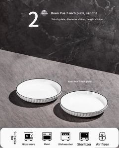 Yomerto | 2026 New White Steamed Fish Deep Round Plates Set