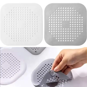 5pcs Silicone Sink Drain Strainer / Universal Hair Drain Catcher / Square Drain Cover for Shower Floor Bathtub Kitchen / Premium Anti-Clogging Floor Drain Filter