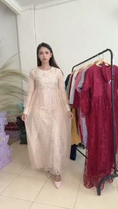 MAXI LINA TILEMUTIARA PREMIUM / GAMIS BROKAT MUTIARA / BUSANA GAMIS / GAMIS PESTA / MAXI KONDANGAN