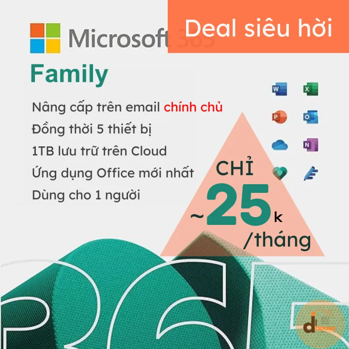 Phần mềm Microsoft Office 365 Family/ Personal| 6 hoặc 12 tháng | Dành ...