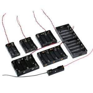 Black Plastic DIY Battery Storage Case Clip Holder Container 1/2/3/4 slots Battery Storage Box Case With Wire Strip Line