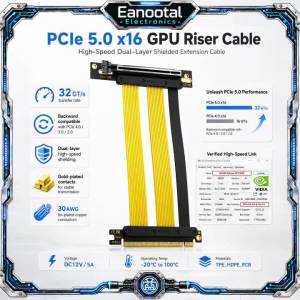 PCIe 5.0 X16 GPU Riser Cable Gen5 32GT/s PCI Express 16X Flexible Extension for Vertical Graphics Card Mount