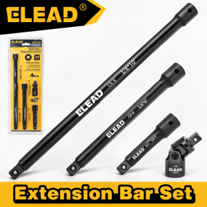 ELEAD 4Pcs 3/8"Drive Socket Extension Bar Set3/6/10 Inch Rod+Universal JointCr-V Steel Wrench ExtenderAuto Repair Tools