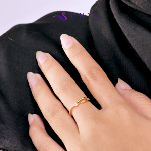 MEILYN Cincin Fashion Wanita Motif Mata 1 Bulat 2SS Lapis Emas 0221250223