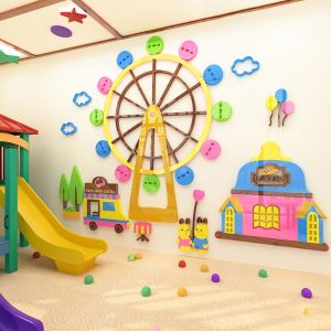 ติดเต็มผนัง 3D โมเดิร์น ลายการ์ตูน ตกแต่งห้องเรียน ตกแต่งสวนสนุก ติดผนังห้องนอนเด็ก ติดกระดาษติดผนังแบบเคลื่อนที่ได้