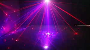 ORI Alien Lampu Disco laser sensor suara musik sorot panggung LED RGBW DMX512 25W 8 Pattern