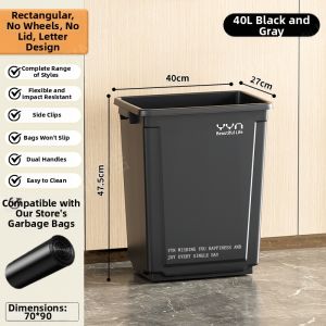 High Aesthetic Capacity Square Waste Bin with Wheels