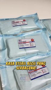 KASA STERIL UKURAN 6CM X 6CM ISI 10PCS/POUCH/ BAHAN KASA SEBELUM DILIPAT 20CM X 17CM