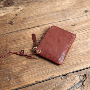 Handmade Retro Leather Wallet Mens Short Zipper Special-Interest Design Fancy First Layer Cowhide Wallet Boys Purse