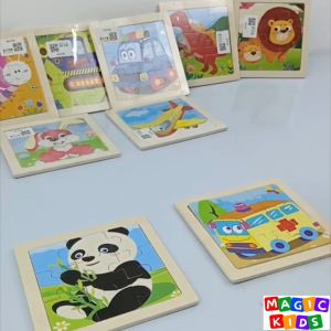 Kids 3D Wooden Puzzle Jigsaw Puzzle Animals Vehicle Design Puzzle Educational Cognitive Toy for Kids