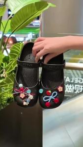 Shoe Decoration Accessories Red Blue Flower Bow Bead Aesthetic Charms Set for Clog Sandals Teen Girls Daily Wear