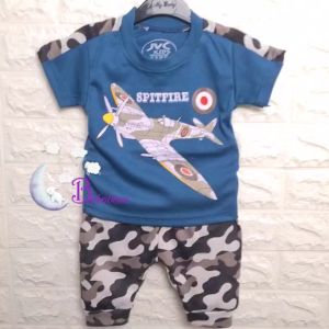 Baju Bayi Bobobam Pesawat Army Warna Setelan Anak Laki-laki / Setelan Anak Harga Grosir