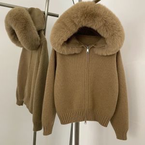 Áo Khoác Cardigan Lông Giả Nữ OFTBUY Tay Dài Cổ Tròn Khóa Kéo Chất Liệu Dệt Kim Áo Len Mùa Đông Phong Cách Y2k Áo Kiểu Công Sở