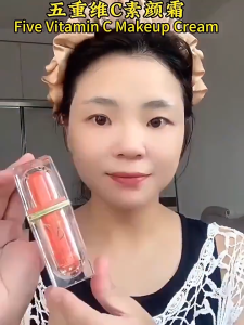 BUY 1 TAKE 1 Five Vitamin C Tone Up Cream VC Bare face cream lazy cream facial skin care face serum Anti-aging brightening facial skin concealer isolation moisturizing essence anti dark wrinkle acid deep hydration sun protection SPF50 natrual make up 30g