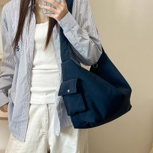 Casual Canvas Tote Bag Womens Style 2025 New Korean Lazy Style Commuter Bag Nylon Canvas Tote Bag Trendy for Class