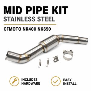 Stainless Steel Motorcycle Exhaust Middle Link Pipe With Back‑pressure Chamber For CF‑MOTO NK400 NK650