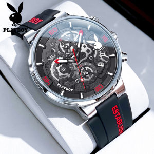 [ 100% ของแท้ ] PLAYBOY กีฬา นาฬิกา ผู้ชาย2024 ใหม่ สายซิลิโคน กันน้ำ กันกระแทก โครโนกราฟ ปฏิทิน นาฬิกาควอตซ์