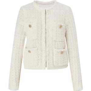 TAMMY TANGS | Sugar Power Knitwear Soft Cotton Polyester Blend H-Shape Weave Texture Spring Autumn New Style Light Beige Women Cardigan Coat