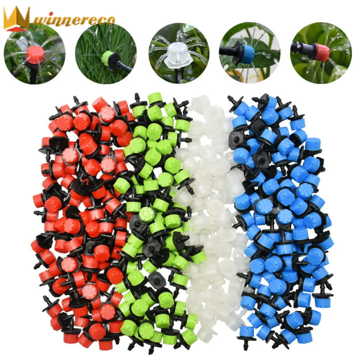 100 Pcs Adjustable Irrigation Drippers Sprinklers 1/4 Inch Emitter ...