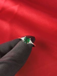 Diamcity (Free Gra Certificate) Cincin Hijau Moissanite Persegi Untuk Wanita
