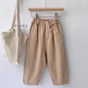 Spring & Fall Artsy Style Men and Women Kids Cotton Harem Pants Loose K-style Big Bottom Pants Elastic Waist Easiest for Match Brown Pants