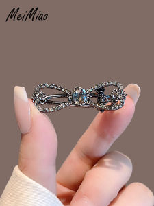 Elegant Black Butterfly Knot Hair Clip Sparkling Diamond Front Bangs Duckbill Hair Clamp Girl Side Clip Hair Card