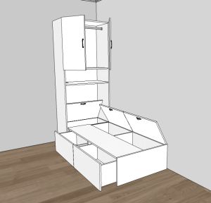 Storage bed frame +cabinet customize singaporean