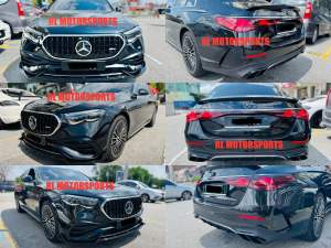 Mercedes Benz W214 E class E350e AMG front bumper skirt lip canard rear bumper air duct vent trunk glass spoiler exhaust pipe cover bodykit grill grille body kit