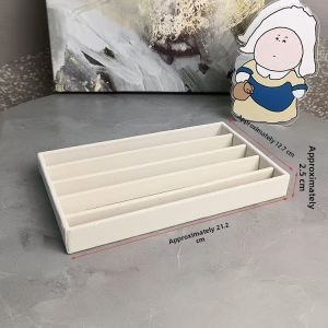 Gray Beige Medium Acrylic Jewelry Storage Box Velvet Tray Necklace Bracelet Pearl Organizer Drawer Divided Plate