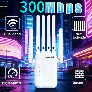 WiFi 6 Signal Extender 6 Antennas Wide Coverage Repeater 4 Connection Modes Supports 45 Devices Stable Network Booster