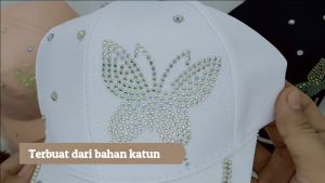 Topi Baseball Wanita Korea Casual Cap Sporty Gaya Jepang Motif Kupu Kupu Manik Kristal Import BSBH